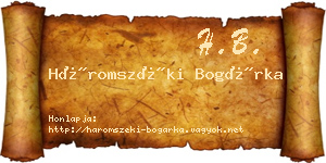 Háromszéki Bogárka névjegykártya